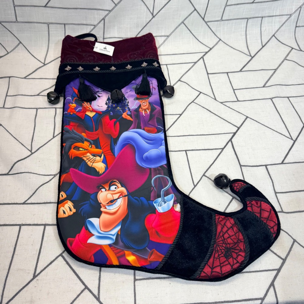 Disney Parks Villains Stocking Large Multicolor Hook Scar Jafar Facilier NWT